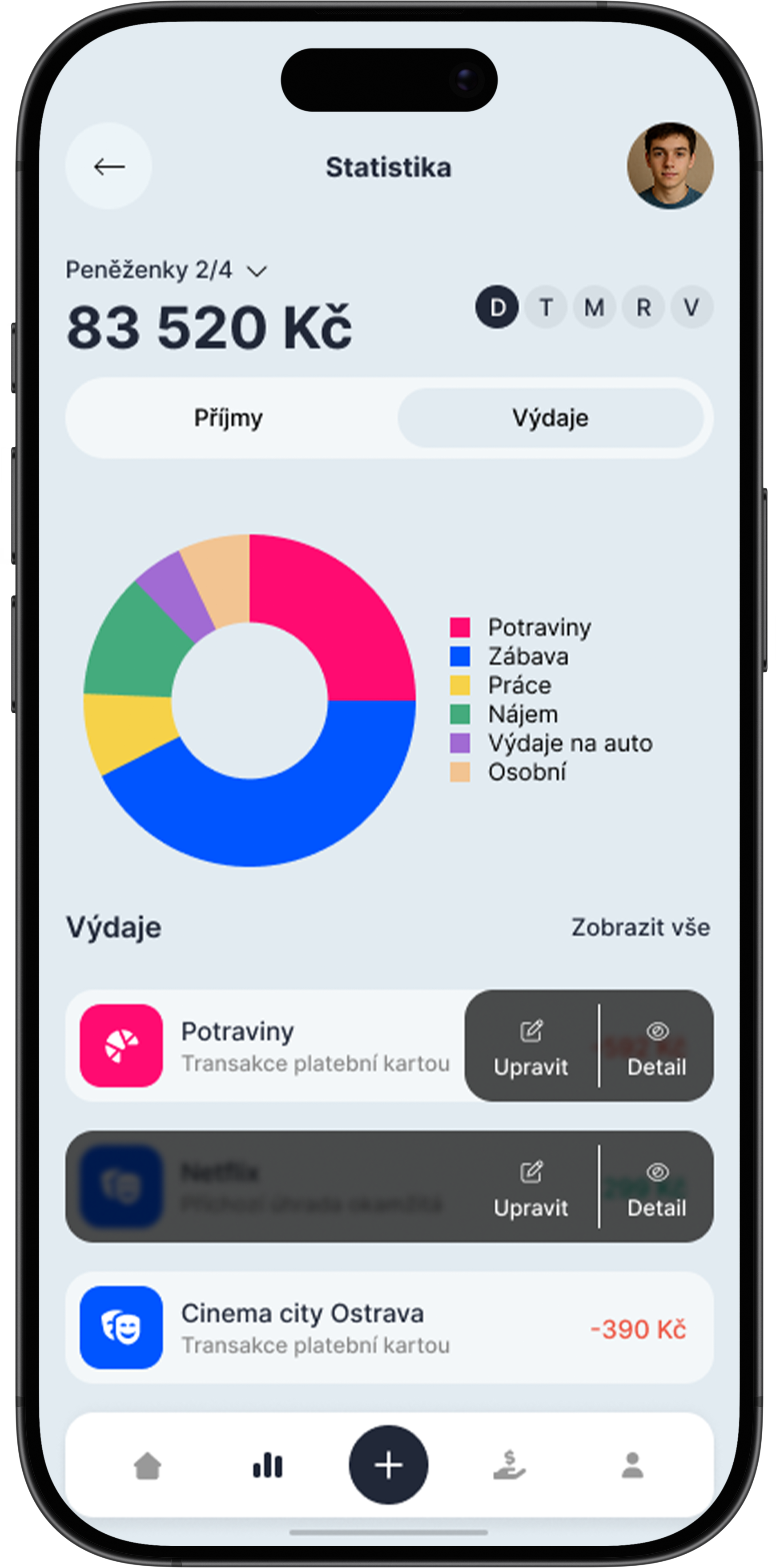 Flowka - detailní přehled výdajů s grafickou vizualizací kategorizovaných transakcí